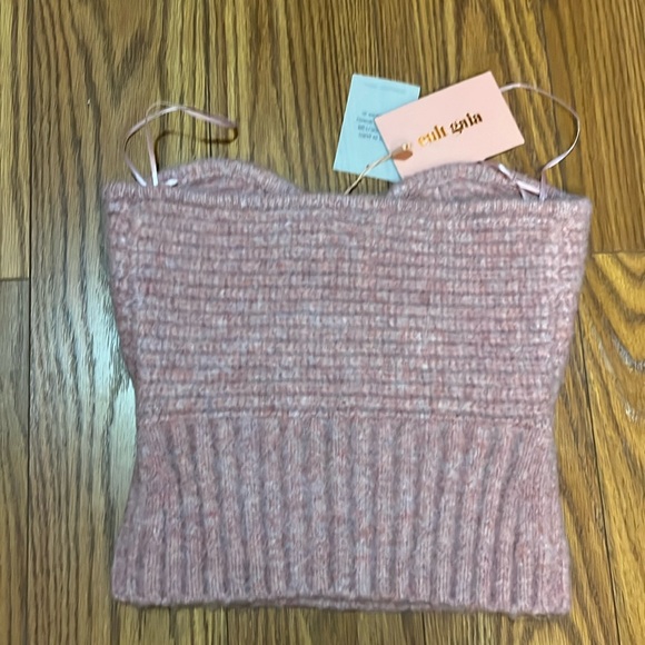 NWT CULT GAIA Ellison Rib Knit Crop Top Jaipur Pink M - Picture 6 of 8